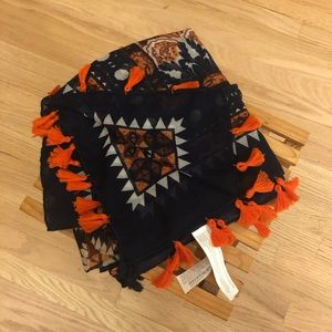 Blue Pattern Scarf with Tassels never worn